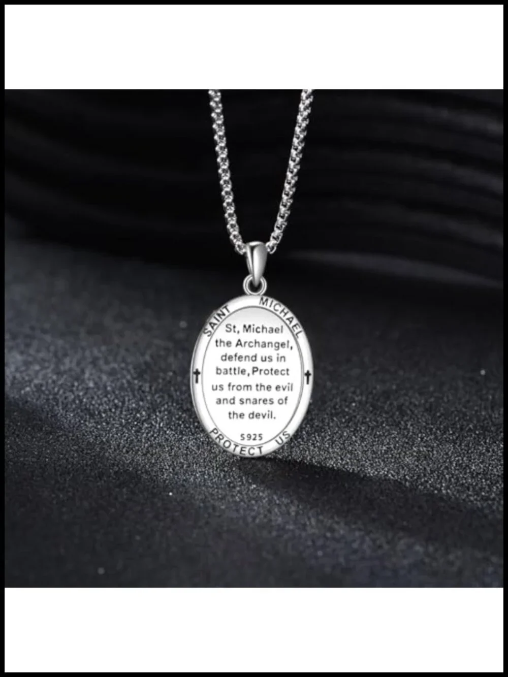 St Michael Pendant Necklace 925 Sterling Silver Patron Saint Protection Amulet